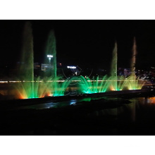 dancing outdoor colorful lake water music fountain